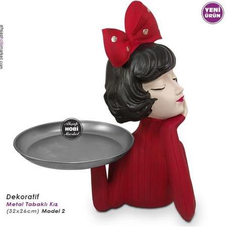 Dekoratif Metal Tabaklı Kız Model 2 (32x26cm)