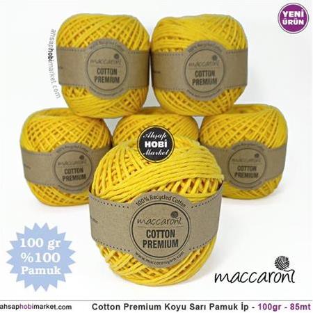 Cotton Premium Koyu Sarı Pamuk İp - 100gr - 85mt