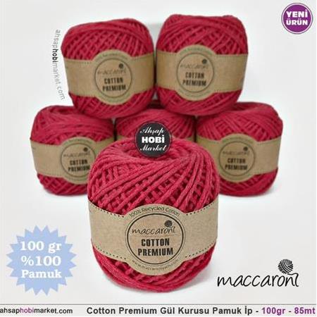 Cotton Premium Kırmızı Renkli Pamuk İp - 100gr - 85mt