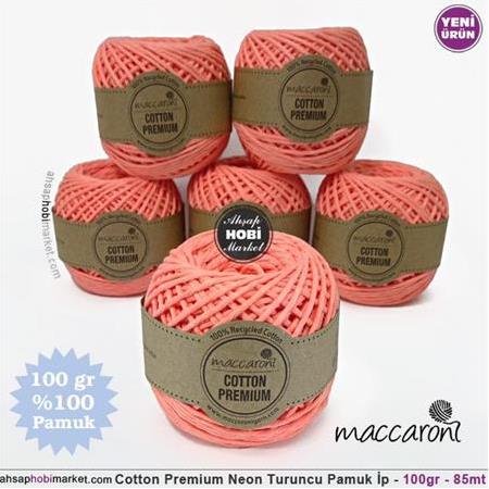 Cotton Premium Neon Turuncu Pamuk İp - 100gr - 85mt