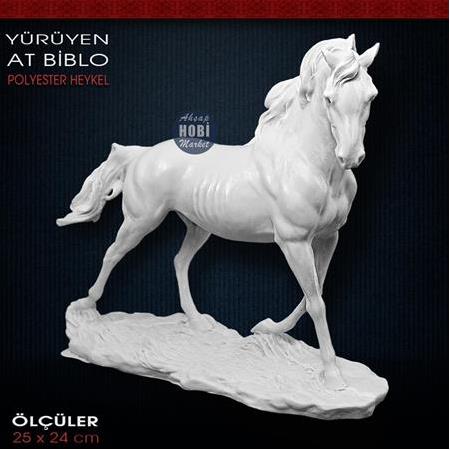 Yürüyen At Biblo Heykeli (25x24 cm) Ham Polyester