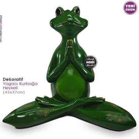 Dekoratif Yogacı Kurbağa Heykeli Parlak Yeşil