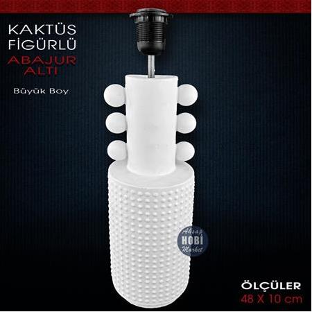 Modern Kaktüs Dev Abajur Altı (48x10 cm) Ham Polyester