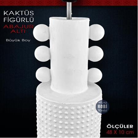 Modern Kaktüs Dev Abajur Altı (48x10 cm) Ham Polyester