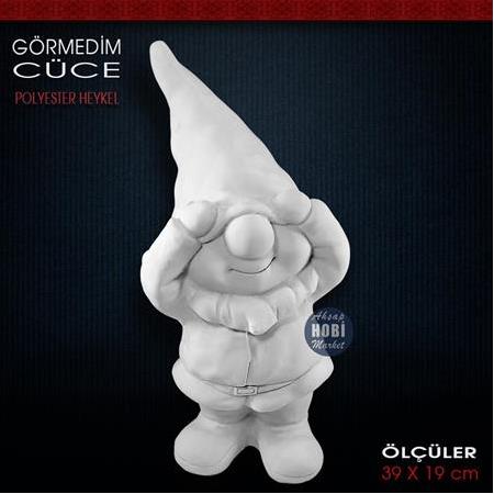 Görmedim Cüce Heykeli (39x19 cm) Ham Polyester