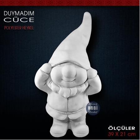 Duymadım Cüce Heykeli (39x21 cm) Ham Polyester