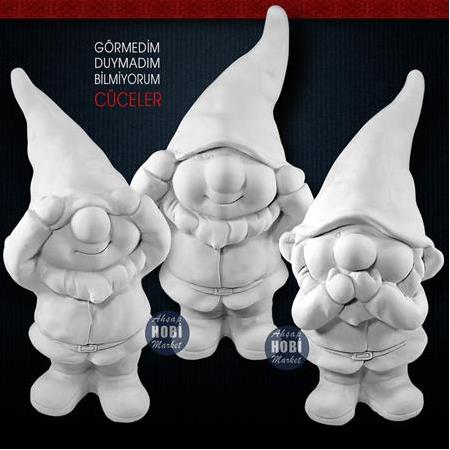 Görmedim Cüce Heykeli (39x19 cm) Ham Polyester