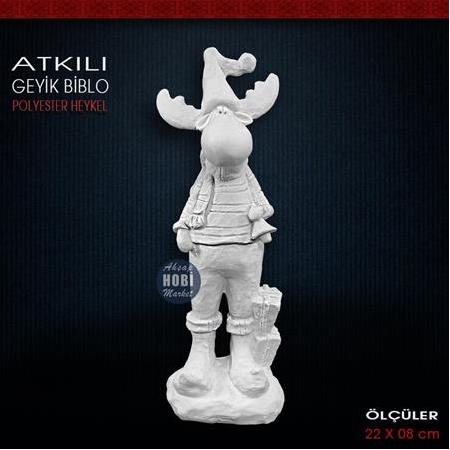 Atkılı Geyik Biblo (22x8 cm) Ham Polyester