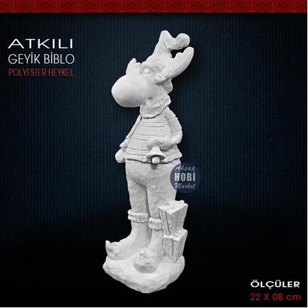 Atkılı Geyik Biblo (22x8 cm) Ham Polyester