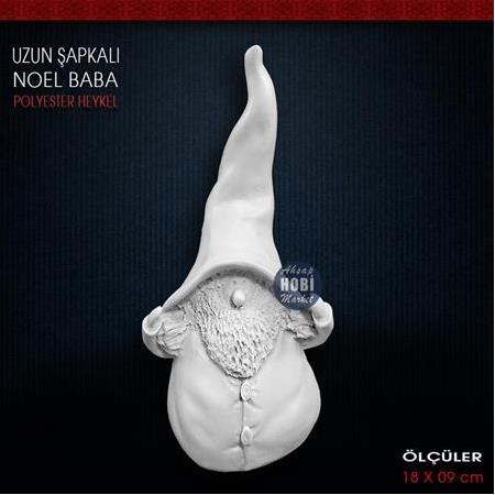 Uzun Şapkalı Tombul Noel Baba Biblo (18x9 cm) Ham Polyester