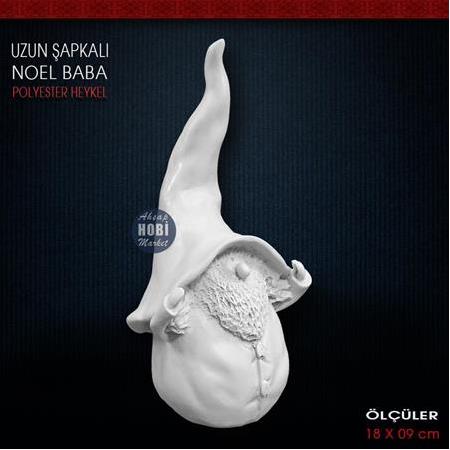 Uzun Şapkalı Tombul Noel Baba Biblo (18x9 cm) Ham Polyester