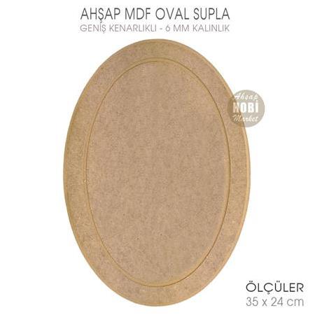 Ahşap Oval Supla Pano (35X24cm) Geniş Kenarlıklı