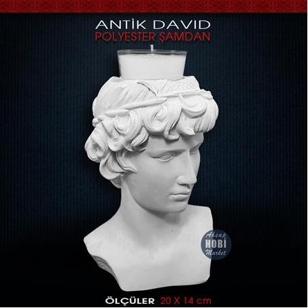 Antik David Şamdan Mumluk (20x14 cm) Ham Polyester