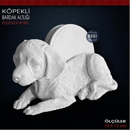 Köpekli Bardak Altlığı (19x12 cm) Ham Polyester