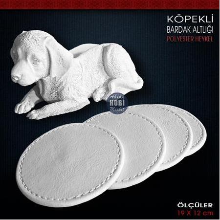 Köpekli Bardak Altlığı (19x12 cm) Ham Polyester