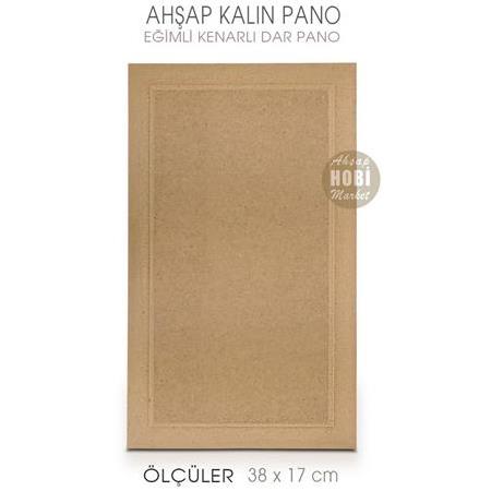 Eğimli Kenarlı Kalın Dar Duvar Pano (38x17 cm) Ham Ahşap