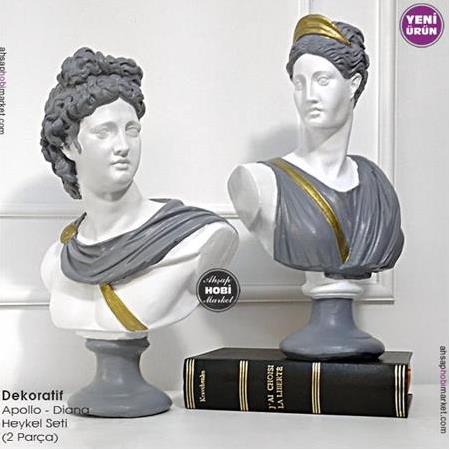 Dekoratif Antik Apollo Diana Heykel Seti (2 Parça)