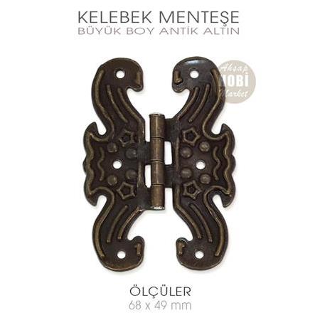 Kelebek Menteşe Antik Altın Büyük Boy (68x49 mm)