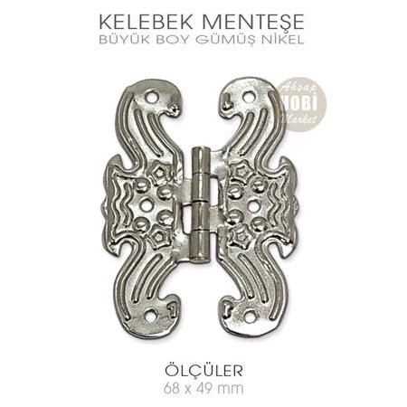 Kelebek Menteşe Gümüş Nikel Büyük Boy (68x49 mm)