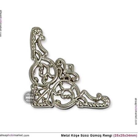 Köşe Süsü Metal Gümüş Rengi (25x25x34mm)