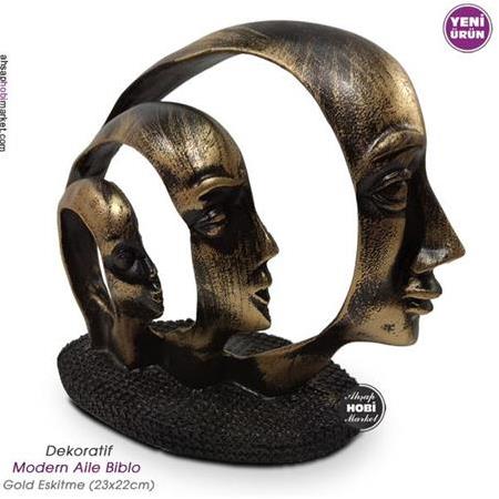 Dekoratif Modern Aile Maske Heykeli Model 4 (23x22cm)