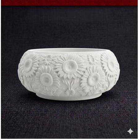 Dekoratif Ayçiçekli Kase Tabak Sunumluk  Ham Polyester (36x17cm)