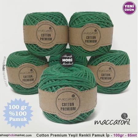 Cotton Premium Yeşil Renk Pamuk İp - 100gr - 85mt
