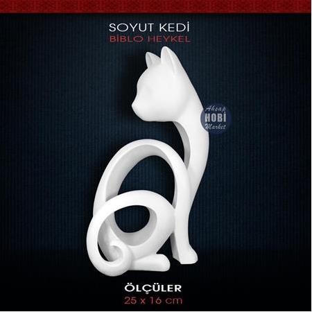 Soyut Kedi Biblo Heykel (25x16cm) Ham Polyester