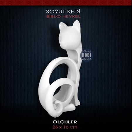 Soyut Kedi Biblo Heykel (25x16cm) Ham Polyester