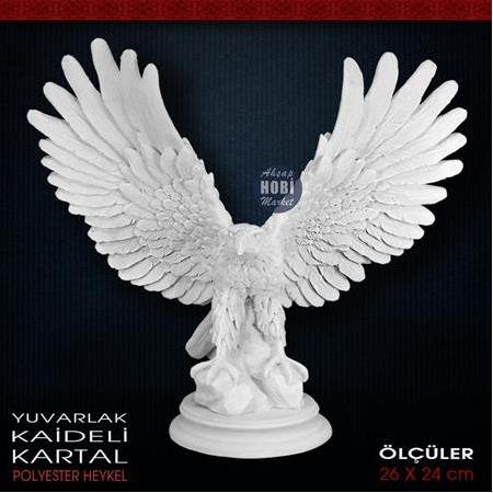 Kartal Biblo Heykeli Yuvarlak Kaideli (26x24 cm) Ham Polyester