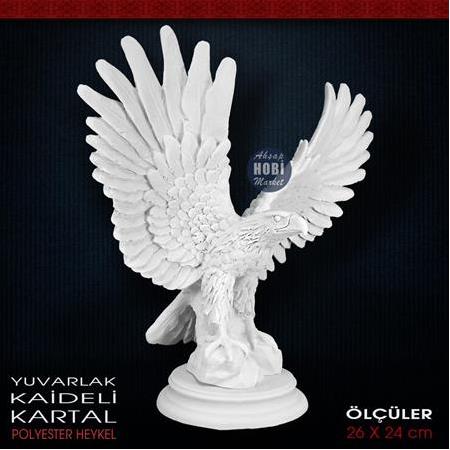 Kartal Biblo Heykeli Yuvarlak Kaideli (26x24 cm) Ham Polyester