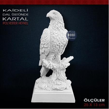 Kaideli Dal Üstünde Kartal Heykeli (25x13 cm) Ham Polyester