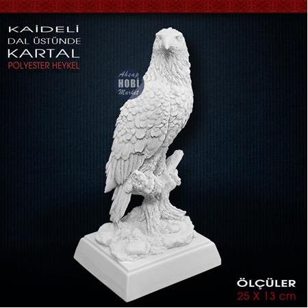 Kaideli Dal Üstünde Kartal Heykeli (25x13 cm) Ham Polyester