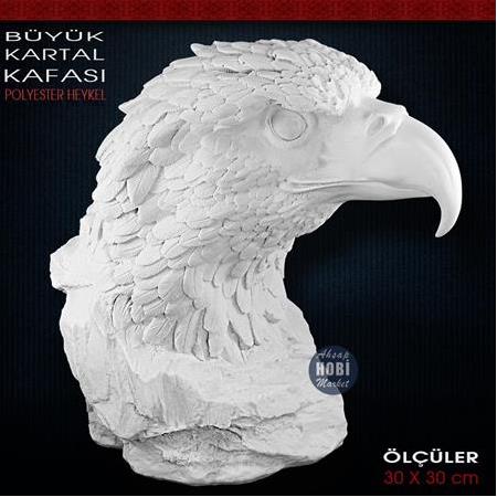 Kartal Kafası Heykeli Büyük Boy (30x30cm) Ham Polyester