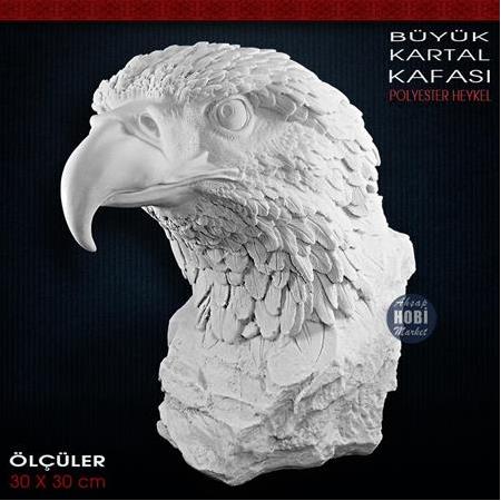 Kartal Kafası Heykeli Büyük Boy (30x30cm) Ham Polyester