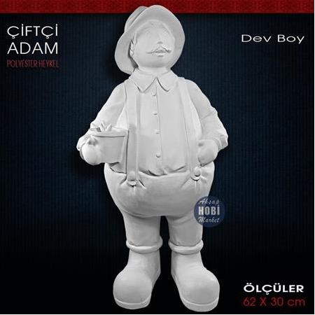 Çiftçi Adam Heykeli Dev Boy (62x30 cm) Ham Polyester