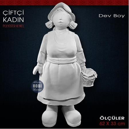 Çiftçi Kadın Heykeli Dev Boy (62x33 cm) Ham Polyester