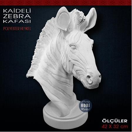 Kaideli Zebra Kafası Heykeli (42x32 cm) Ham Polyester