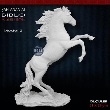 Şahlanan At Biblo Heykeli Model 2 (31x29 cm) Ham Polyester