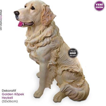 Dekoratif Golden Köpek Heykeli (52x36cm)