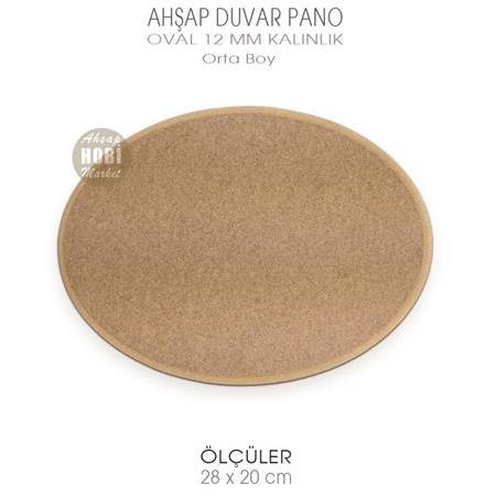 Ahşap Oval Düz Kalın Duvar Pano (28x20 cm) Orta Boy