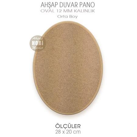 Ahşap Oval Düz Kalın Duvar Pano (28x20 cm) Orta Boy