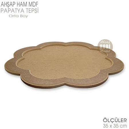 Ahşap Papatya Tepsi Orta Boy (35x35 cm)