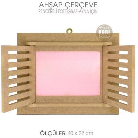 Ahşap Pencereli Fotoğraf ve Ayna Çerçevesi (40x22cm)
