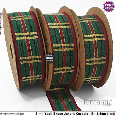 Simli Ekose Kurdele En 3,5cm 1 Metre Jakarlı Örgü