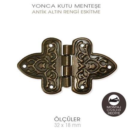 Yonca Menteşe Antik Eskitme Küçük (32x18 mm) Montaj Çivileri Hediye
