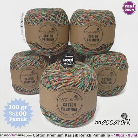 Cotton Premium Karışık Renkli Pamuk İp - 100gr - 85mt