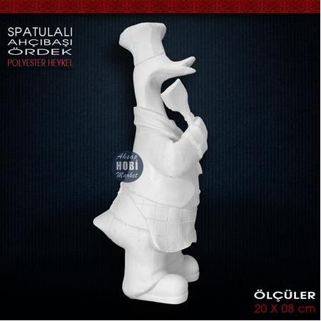 Spatulalı Ahçıbaşı Ördek Biblo (20x8 cm) Ham Polyester