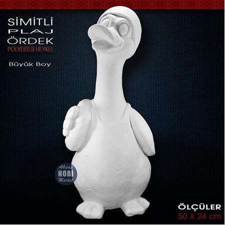 Simitli Plaj Ördek Heykeli Dev Boy (50x24 cm) Ham Polyester