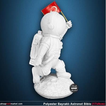Polyester Bayraklı Astronot Biblo (17x9cm)